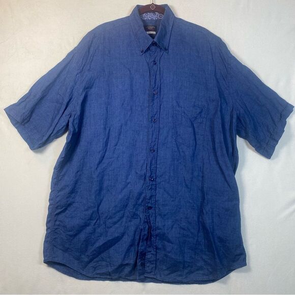 Paul & Shark Yachting 100% Linen Short Sleeve Button Down Shirt Size 2XL Tall - Picture 1 of 12